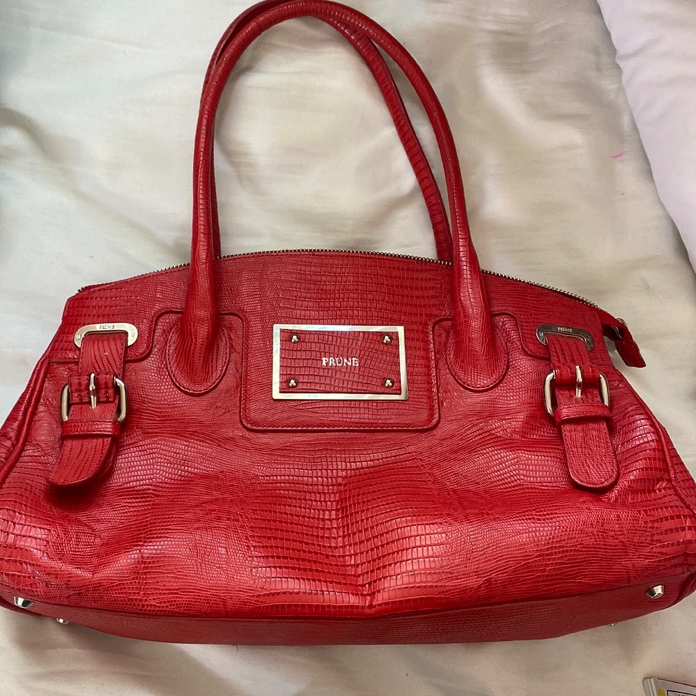 Prune Red Leather hand Bag